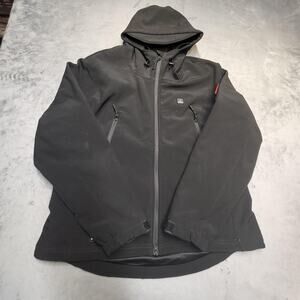 DEWBU Jacket Womens L Black Heated Hooded Softshell 2 Batteries Untested Zip